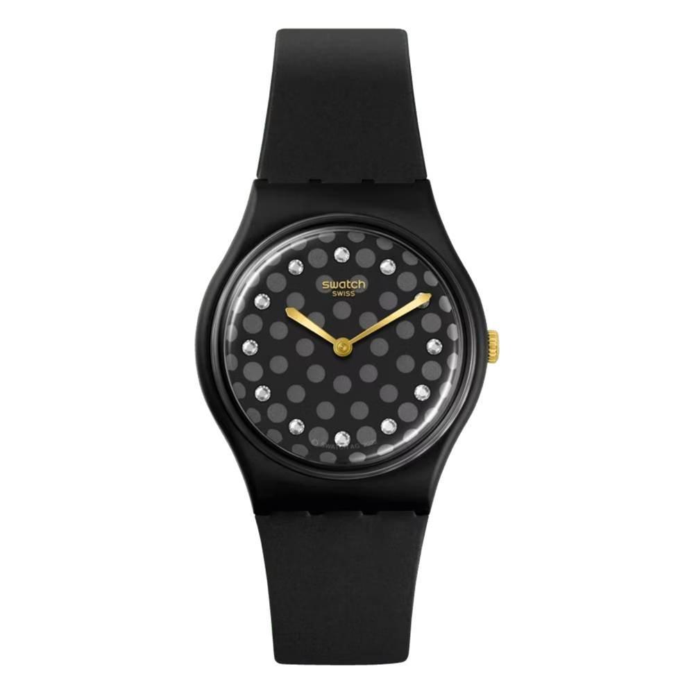 

Swatch sparkle night unisex watch, 34mm, silicone strap, swaso31b102- black