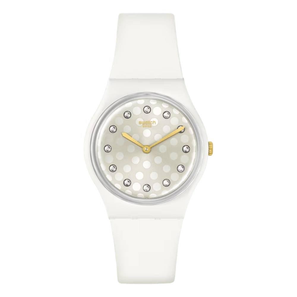 

Swatch sparkle shine unisex watch, 34mm, silicone strap, swaso31w109 -white