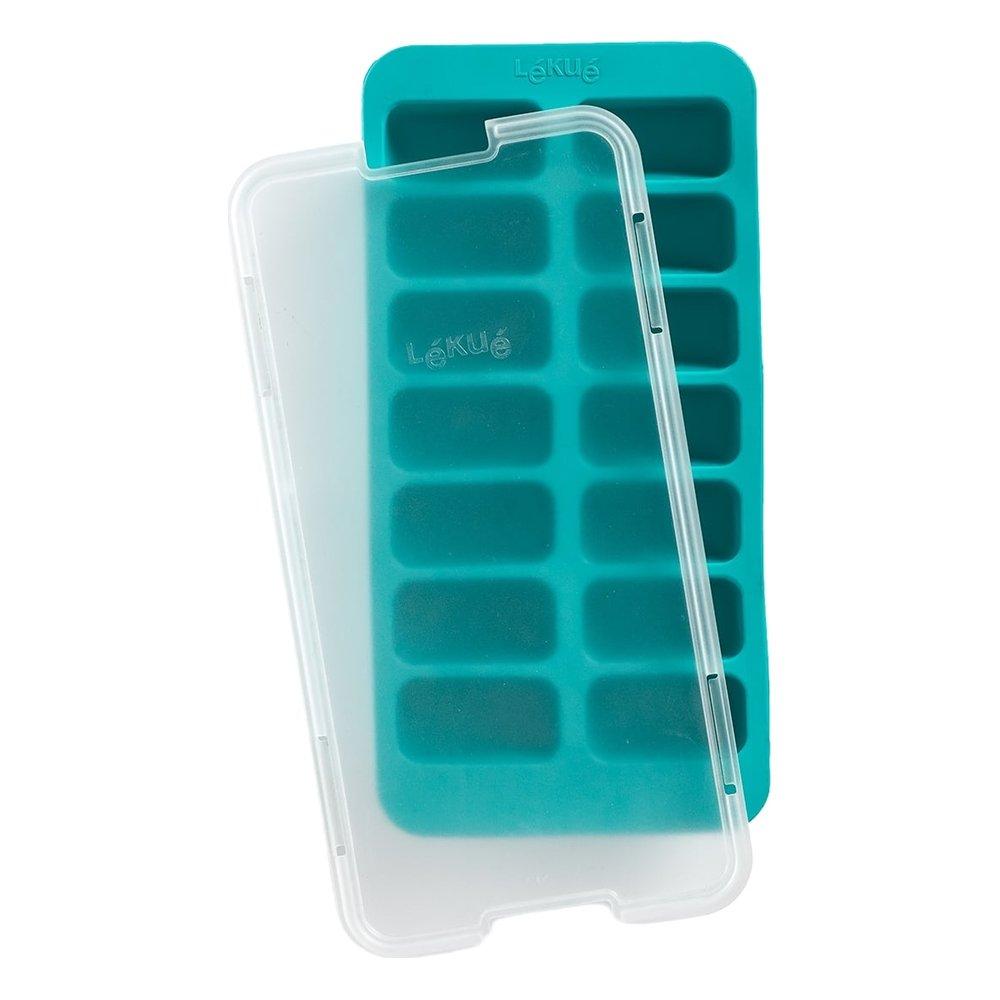 

Lekue rectangular ice cube tray with lid, 882401 - turquoise