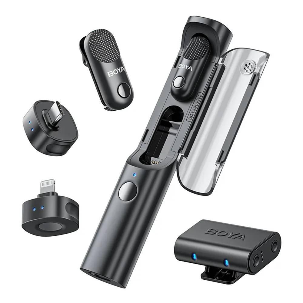 

Boya magic-02 wireless microphone lighting + type c + aux connector - black