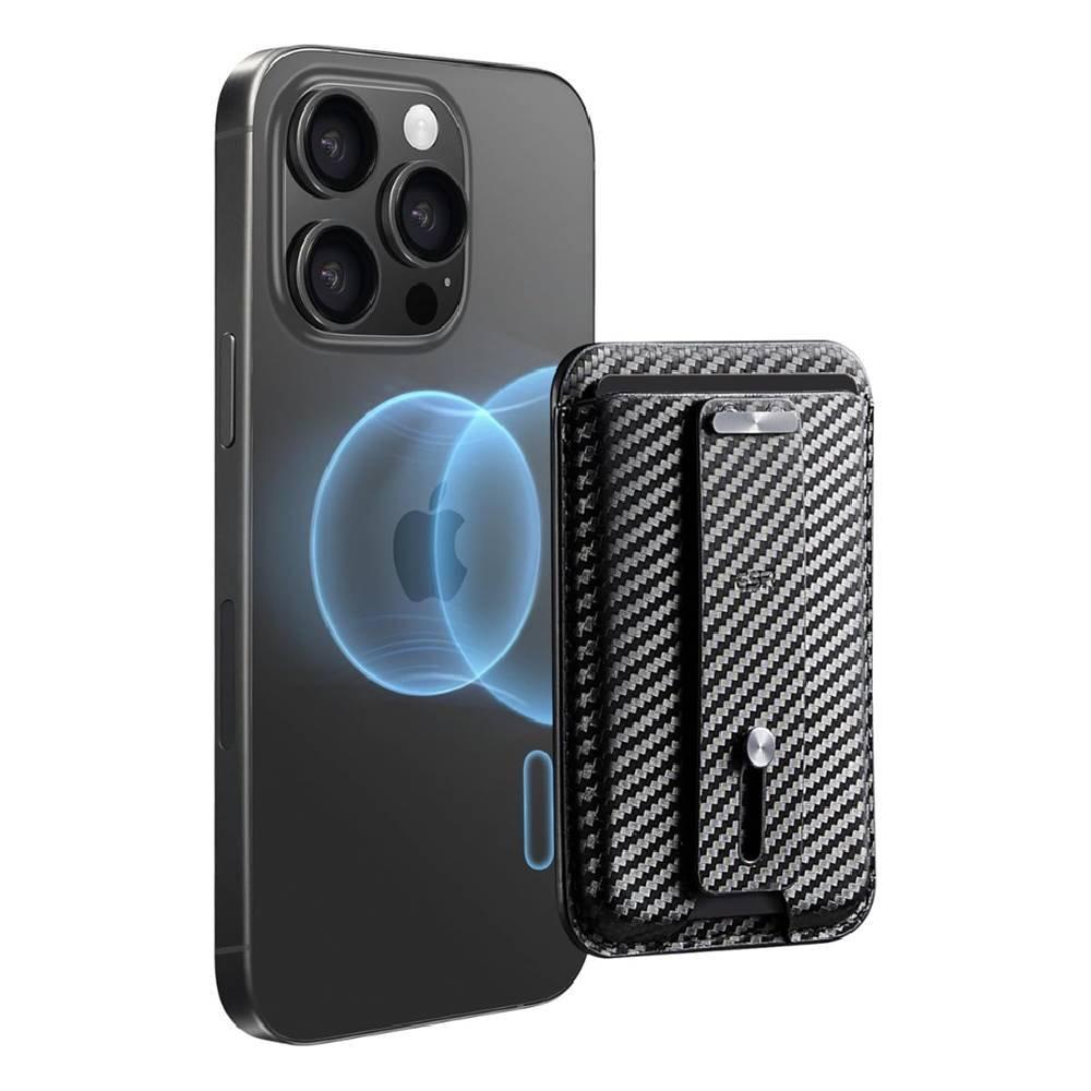 

Esr magsafe leather grip wallet, 2k61203-black carbon fiber