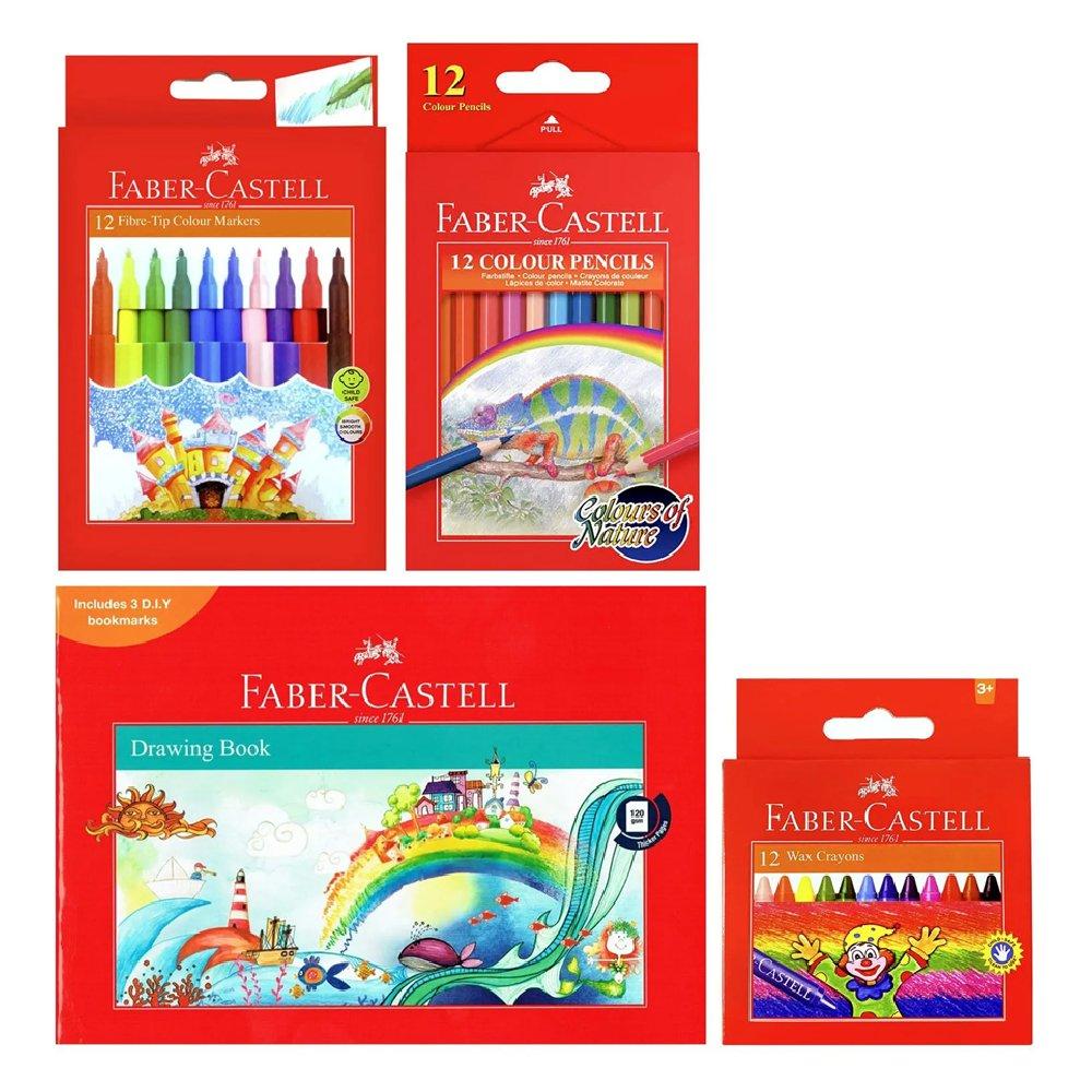 

Faber-castell drawing book a4-1pc + color pencil 12 color-1pc + felt pen 6color, rw25-12
