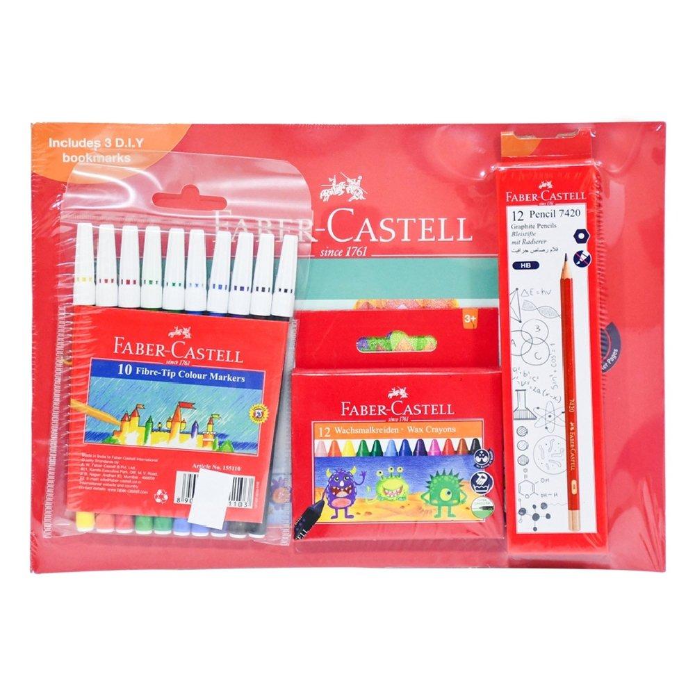 

Faber-castell drawing book + pencil, 12 pcs + wax crayon, 12 pcs + fibre-tip colour mar...