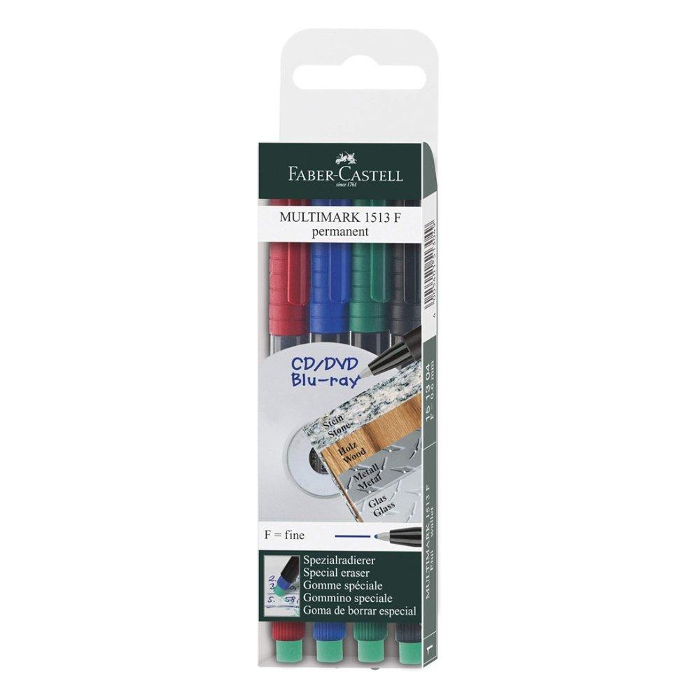 

Faber castell multi permanent marker f assorted marker pens pack of 4, fc151304