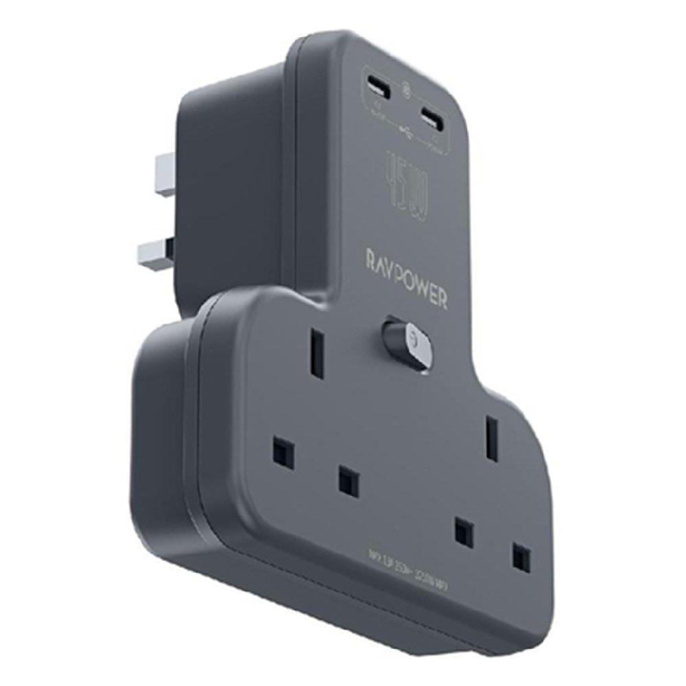

Ravpower power outlet extender with 2 ac outlets and 2 usb-c, rp-pc1065 - grey