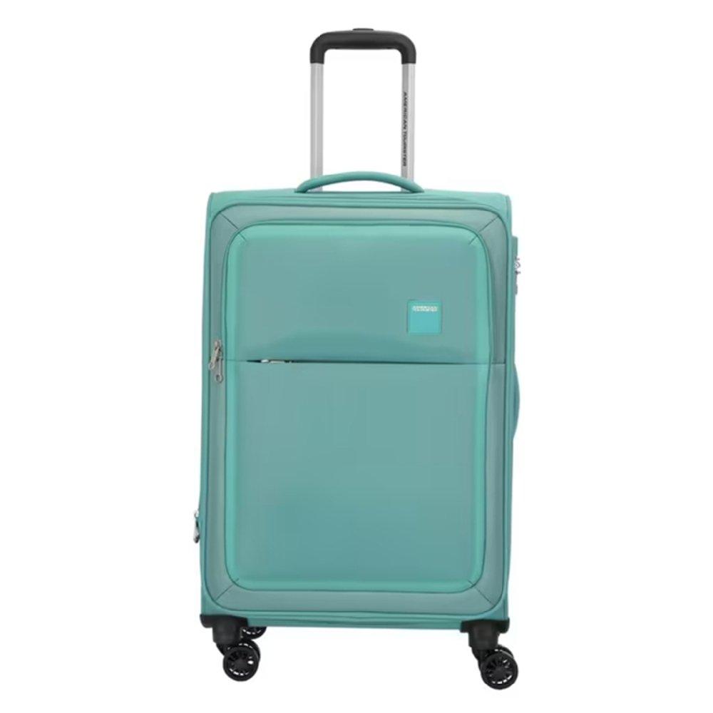 

American tourister seville soft luggage in polyester with 4 wheels, 69cm - green