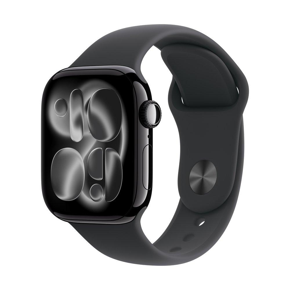 

Pre-order apple watch series 11 gps + cellular 46mm jet black aluminium case with black...