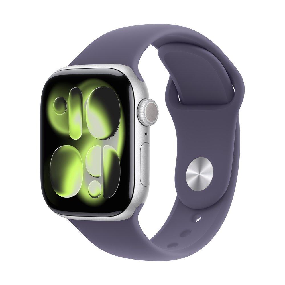 

Pre-order apple watch series 11 gps + cellular 46mm silver aluminium case with purple f...