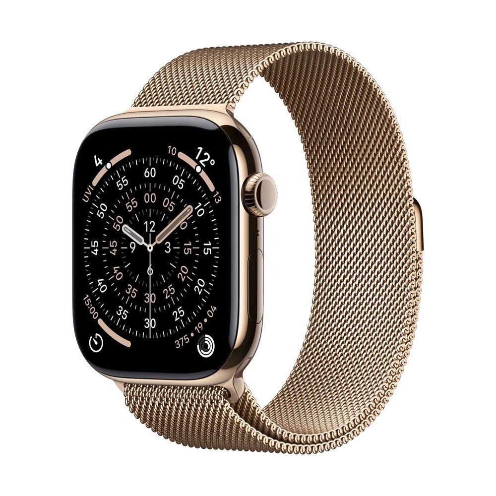 

Pre-order apple watch series 11 gps + cellular 46mm gold titanium case with gold milane...