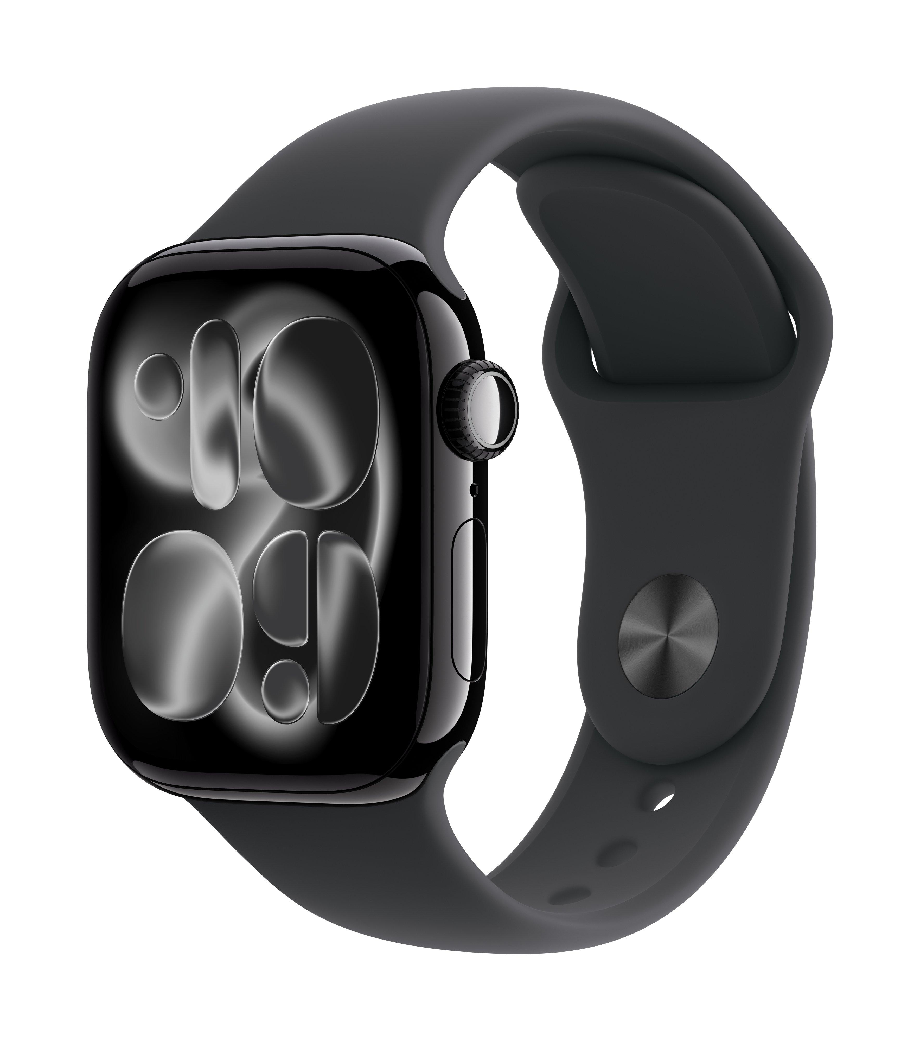 

Apple watch series 11 gps + cellular 46mm jet black aluminium case with black sport ban...