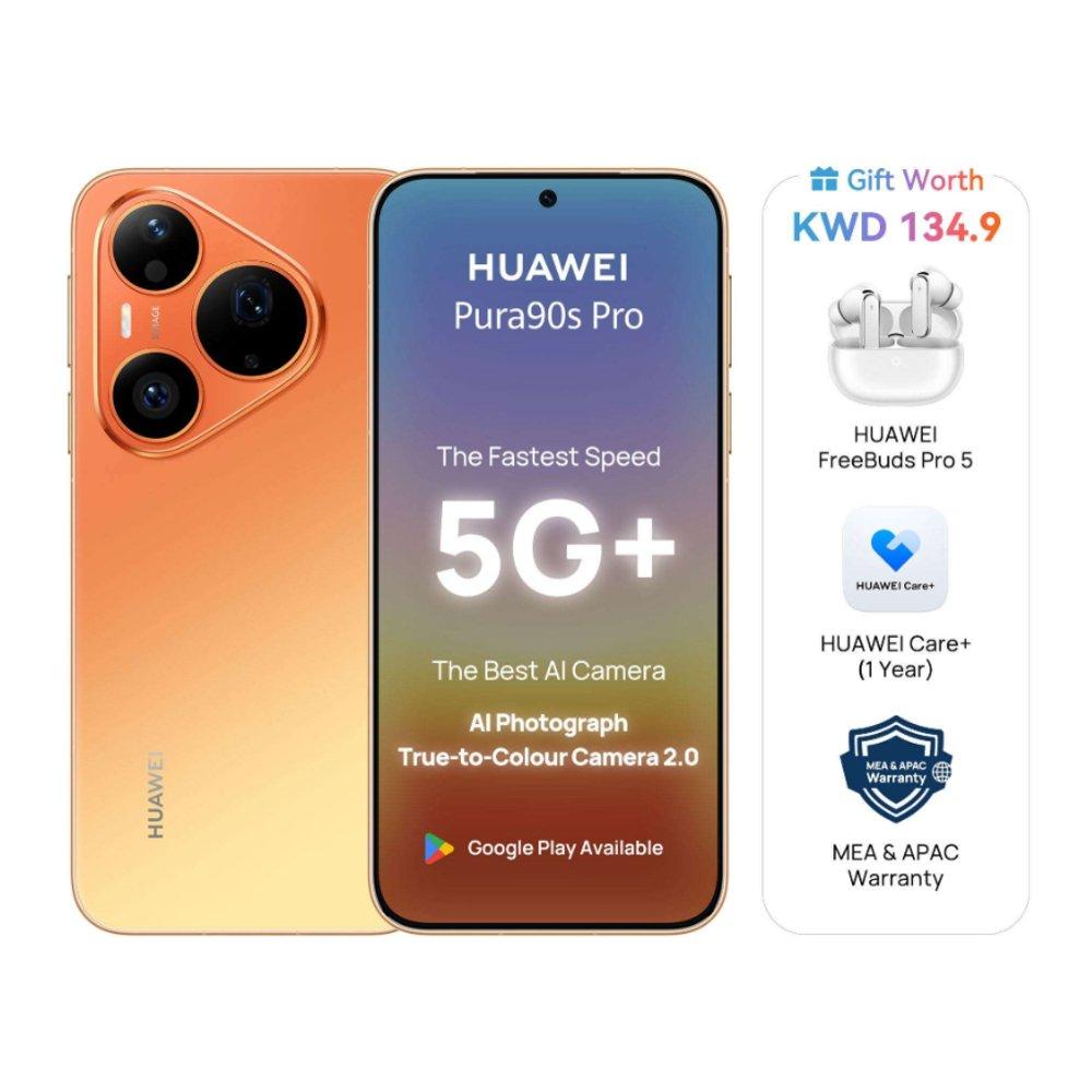 Pre-Order Huawei Pura 90S Pro Smartphone, 5G+, Dual SIM, Kirin 9030S, 12GB RAM, 256GB Storage, 6.6 inch, 120Hz, OLED Display - Orange