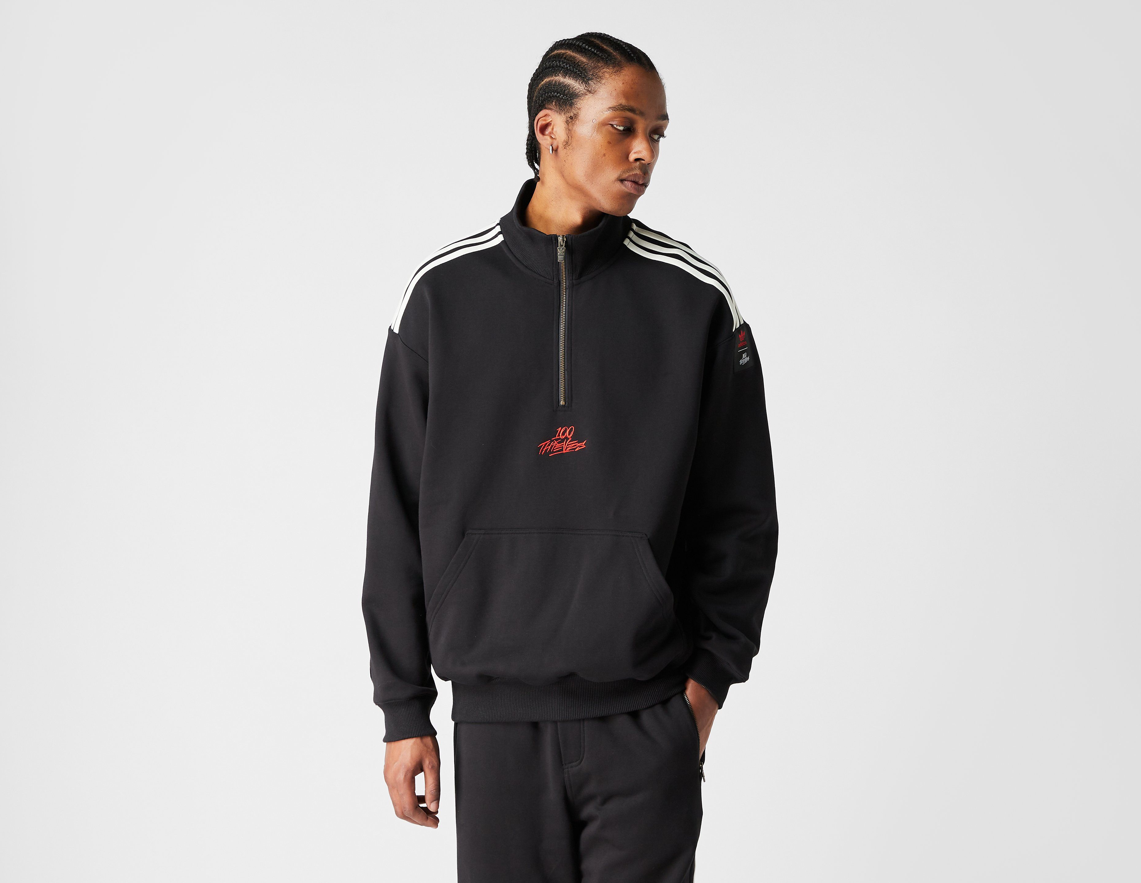 adidas Originals x 100 Thieves Quarter Zip Sweatshirt, Black