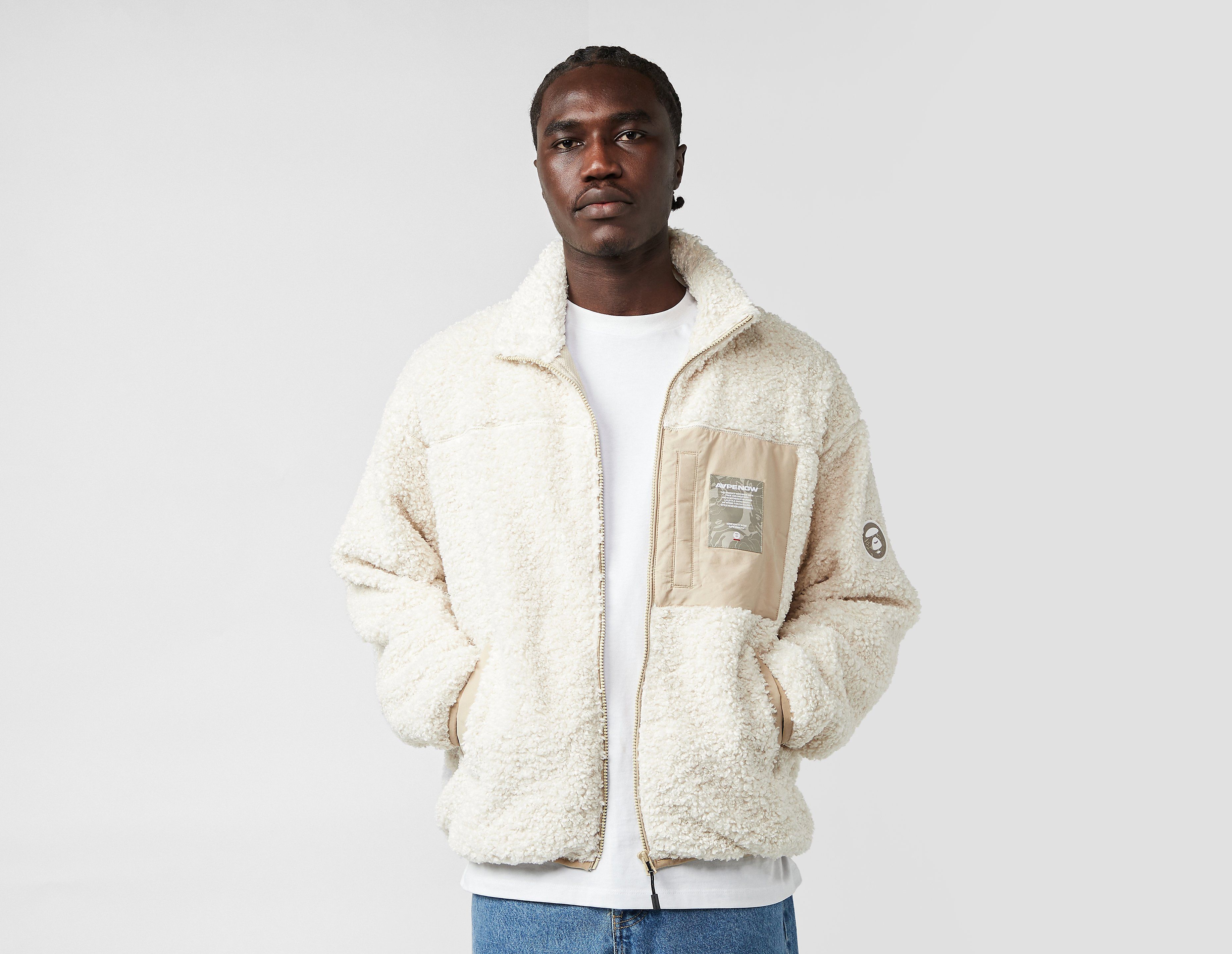 AAPE By A Bathing Ape Zip Fleece Jacket, White