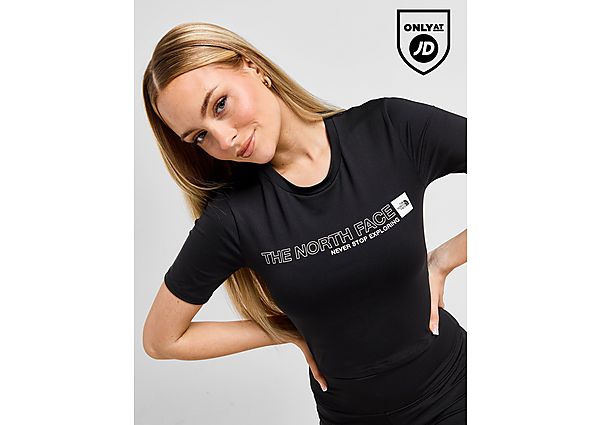 The North Face Outline Logo Slim Crop T-Shirt Black- Dames Black