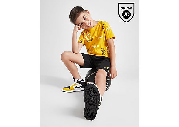 Jordan All Over Print T-Shirt Shorts Set Children Yellow