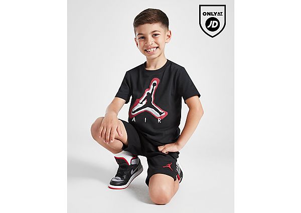 Jordan Air T-Shirt Shorts Set Children Black Kind Black