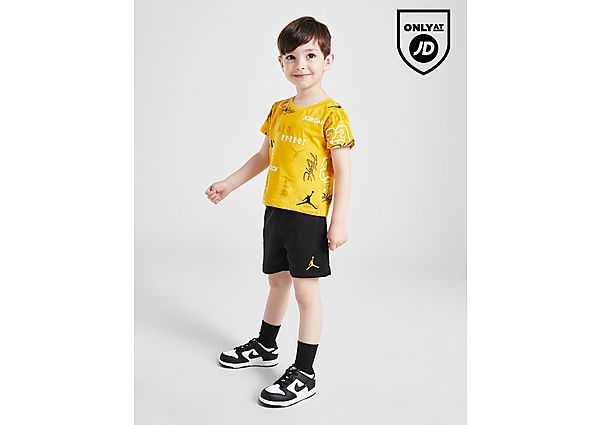 Jordan All Over Print T-Shirt Shorts Set Infant Yellow