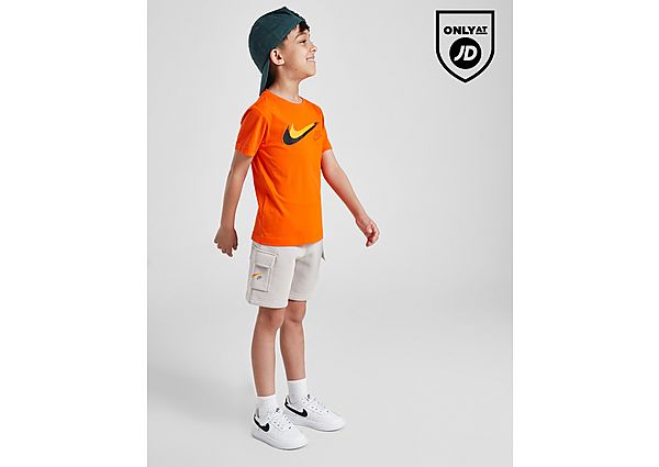 Nike Double Swoosh T-Shirt Shorts Set Children Orange