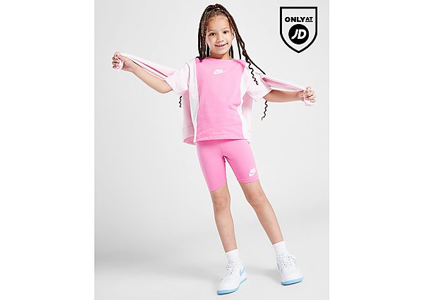 Nike Girls' Colour Block T-Shirt Shorts Set Children Pink Kind Pink