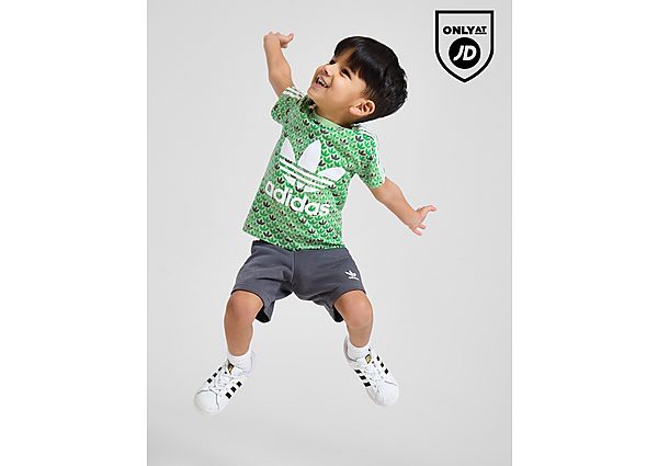 Adidas Originals Mono All Over Print T-Shirt Shorts Set Infant Green