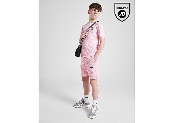 Adidas Originals Trefoil Mono All Over Print Shorts Junior Pink