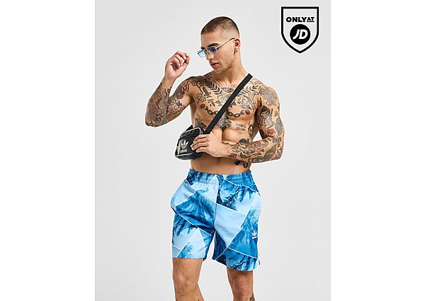 Adidas Originals Palm All Over Print Swim Shorts Blue
