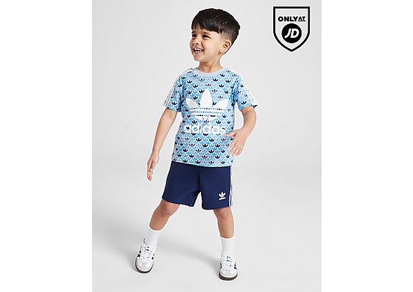 Adidas Originals Mono All Over Print T-Shirt Shorts Set Infant Blue
