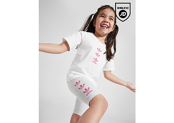 adidas Originals Girls' Repeat Trefoil T-Shirt Shorts Set Children White