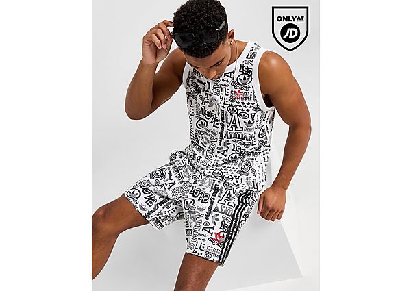 Adidas Originals Sticker Basketball Shorts White- Heren White