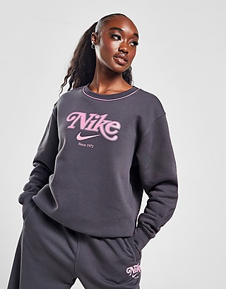 Womens Nike Sportswear Color-block Crew Sweatshirt White/Pink Plus Size 1X