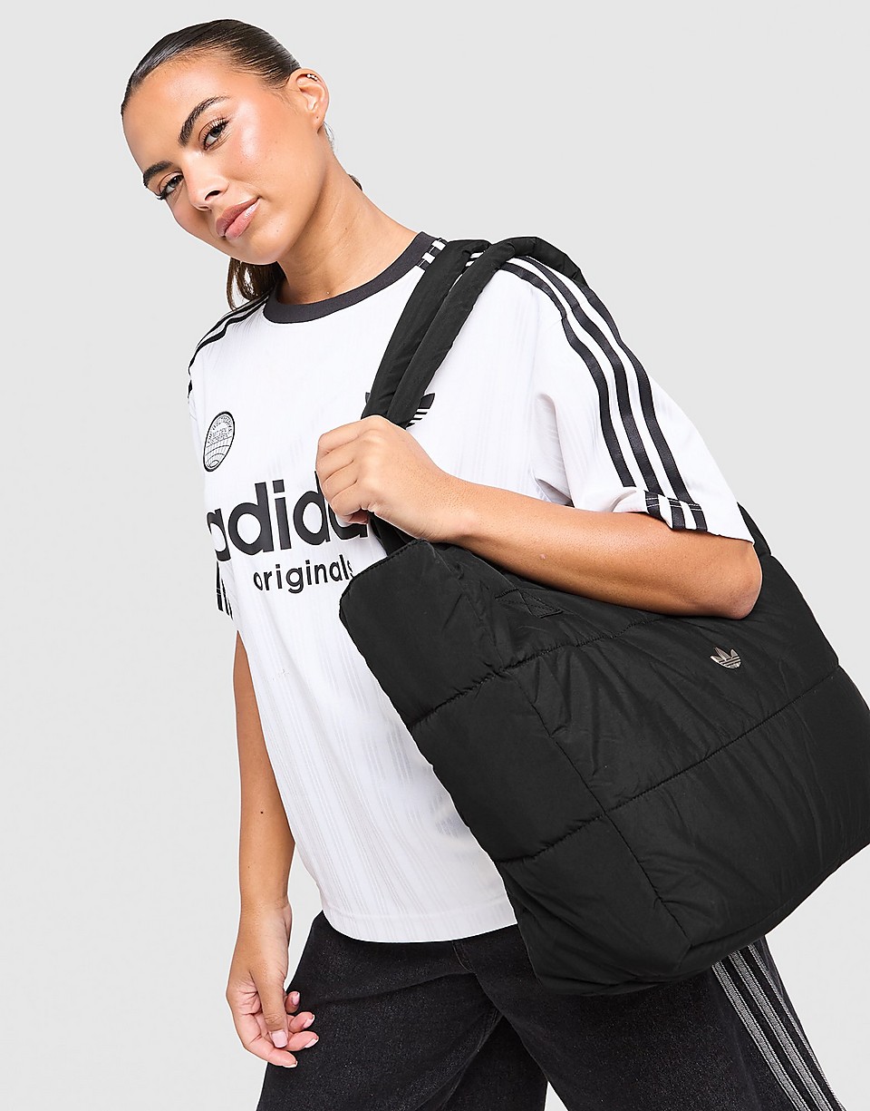 Quilted Nylon Metallic Trefoil Tote Bag