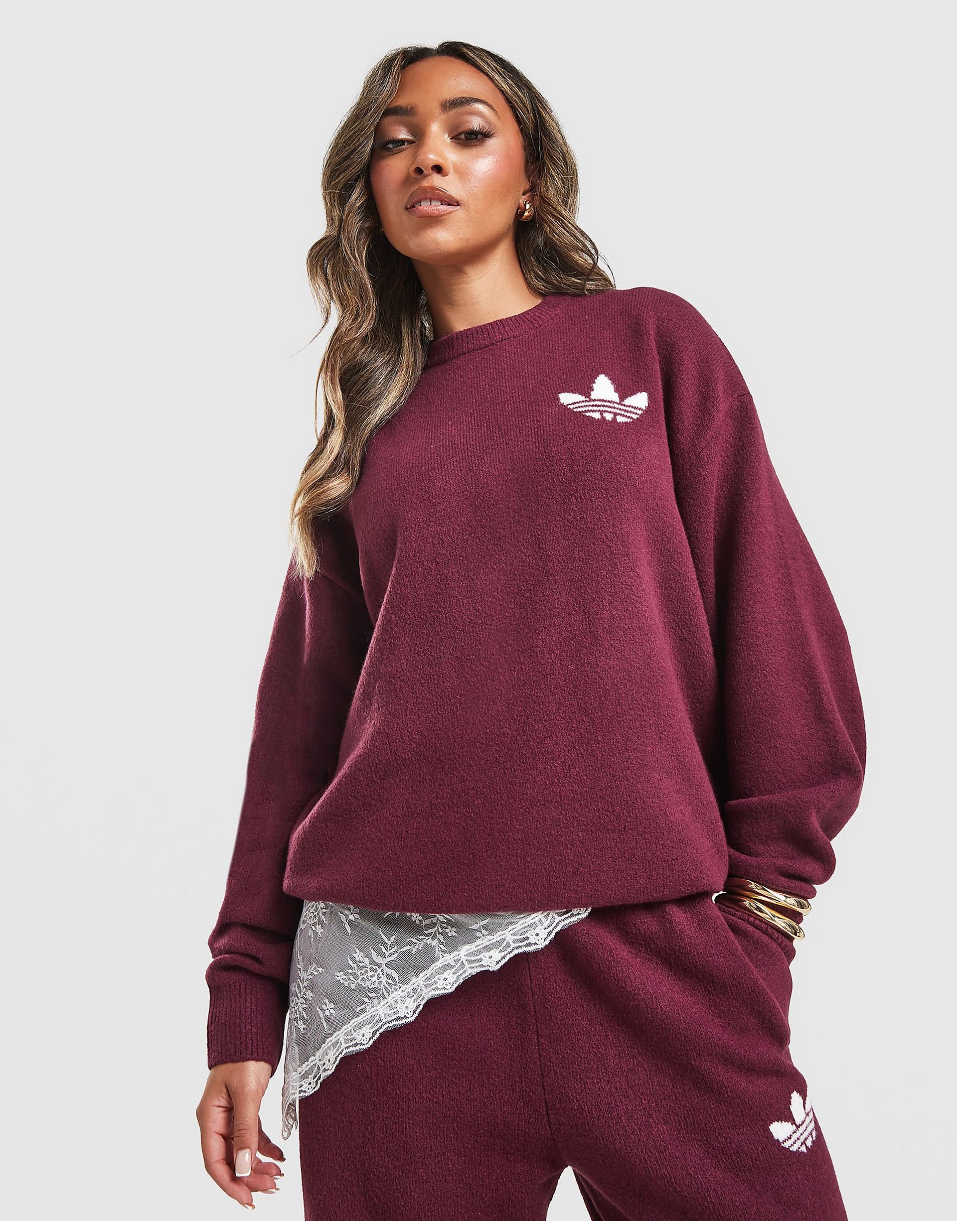 Adidas Originals Trefoil Knit Crew Sweatshirt dam