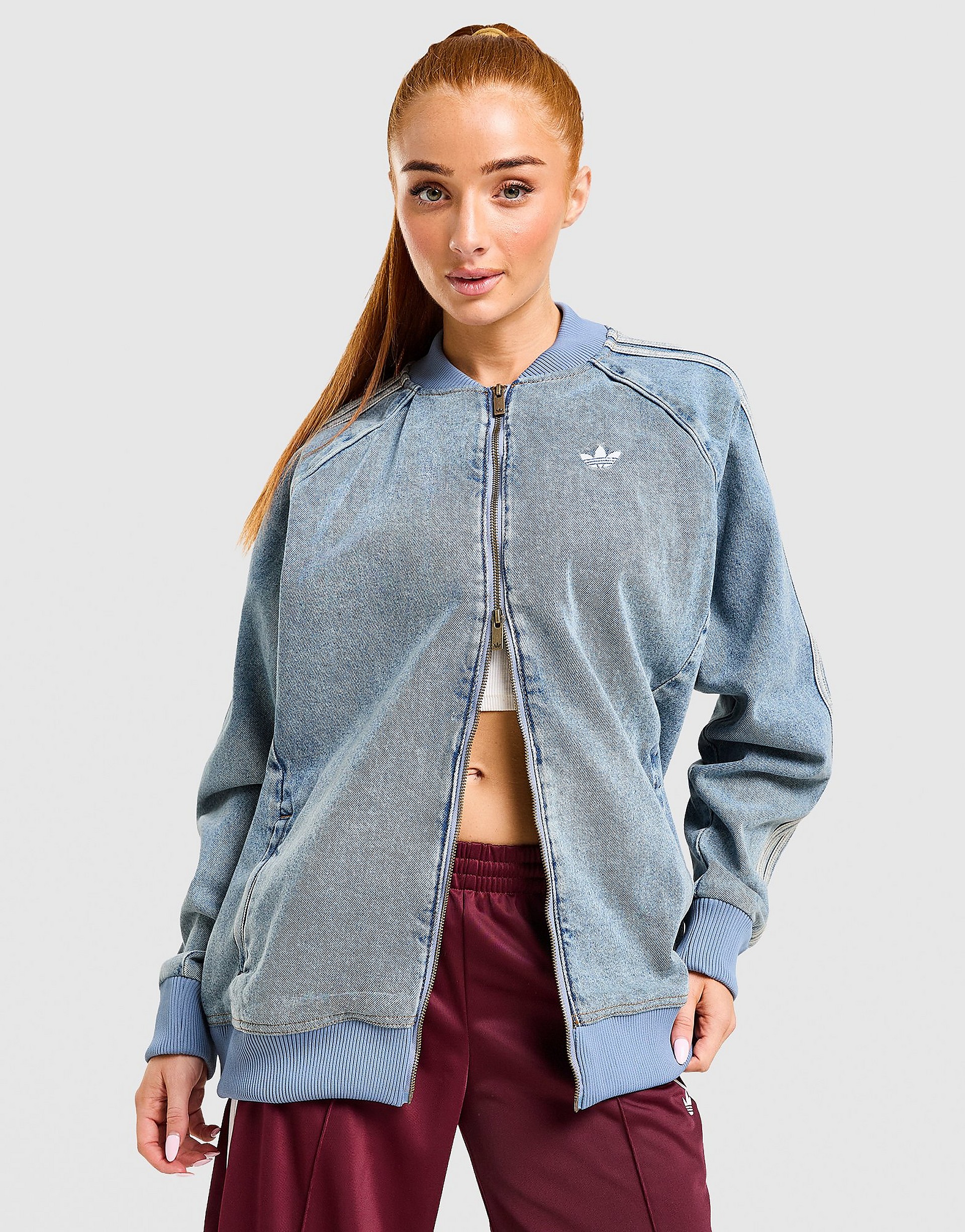 Adidas Originals Denim Oversized Track Top jackor dam