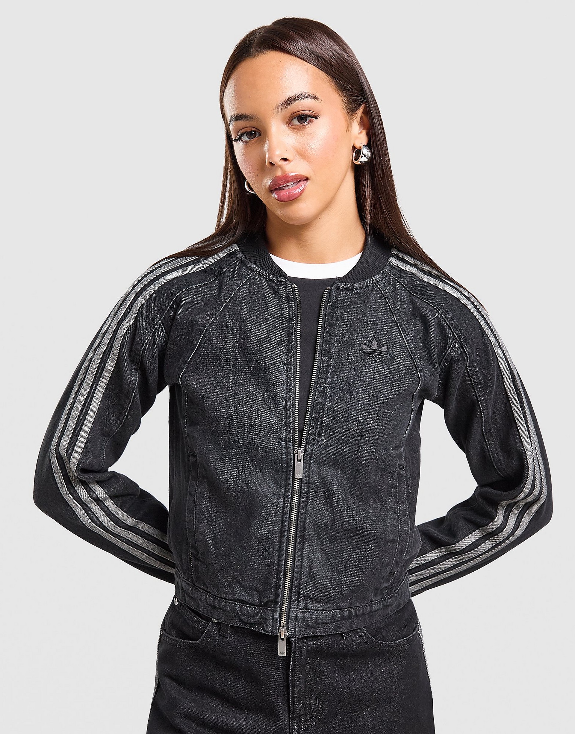 Adidas Originals Denim Slim Track Top jackor dam