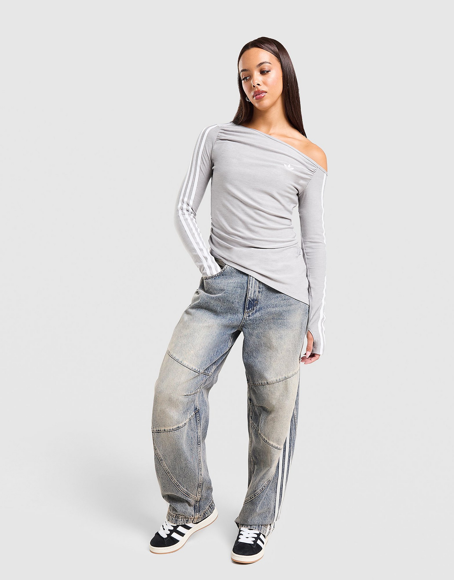 Adidas Originals 3-Stripes Denim Barrel Jeans dam
