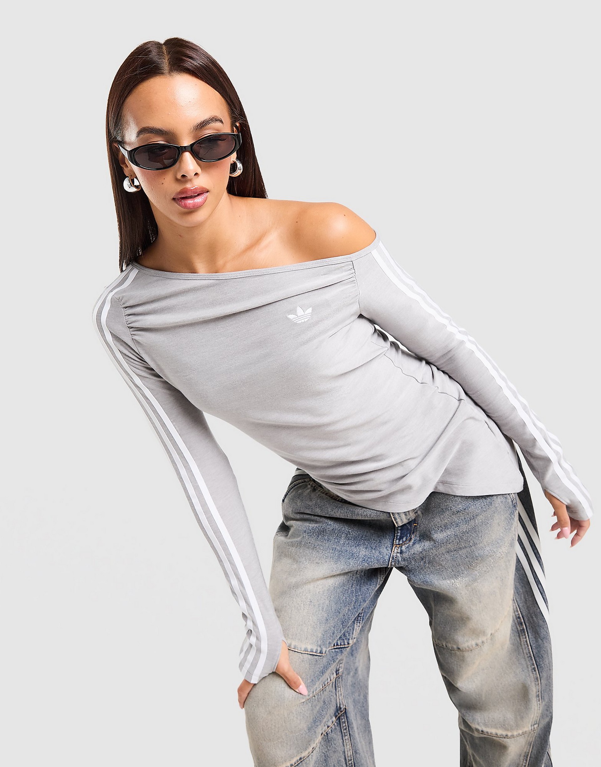Adidas Originals Long Sleeve Asymmetric One Shoulder Top toppar & linnen dam