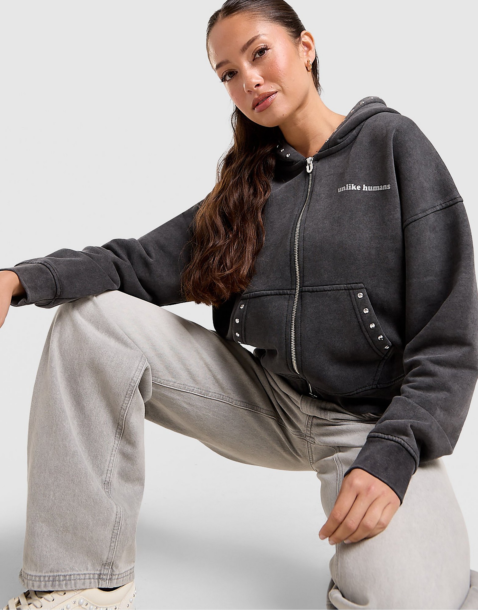 Unlike Humans Studs Full Zip Hoodie dam