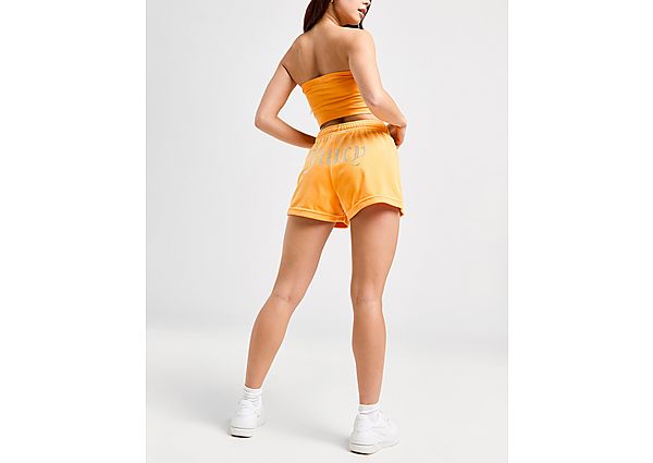 Juicy Couture Diamante Logo Velour Shorts Orange- Dames Orange