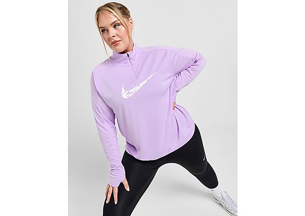 Nike Plus Size Swoosh 1 4 Zip Top Purple- Dames Purple