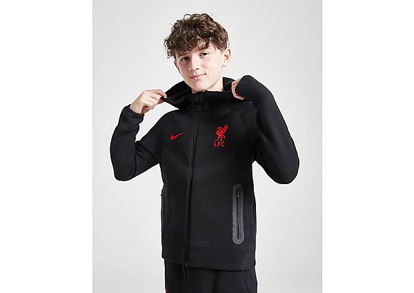Nike Liverpool FC Tech Fleece Full Zip Hoodie Junior, Black/Black/Black/Gym Red
