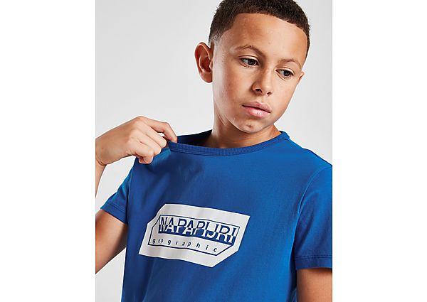 Napapijri T-shirt met logo blauw Katoen Ronde hals Logo 152