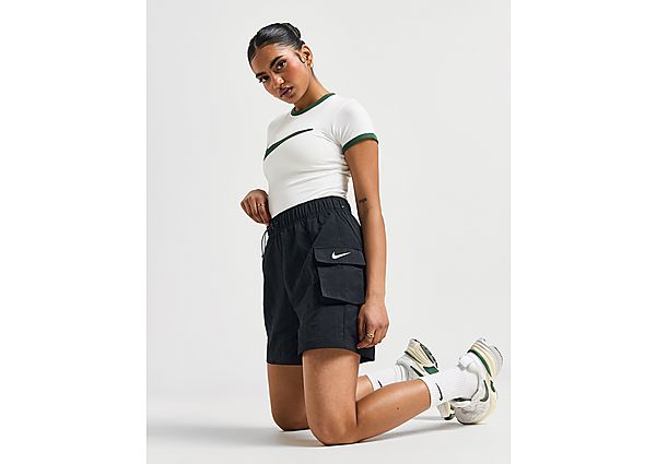 Nike Geweven damesshorts met hoge taille Sportswear Essential Black White- Dames Black White