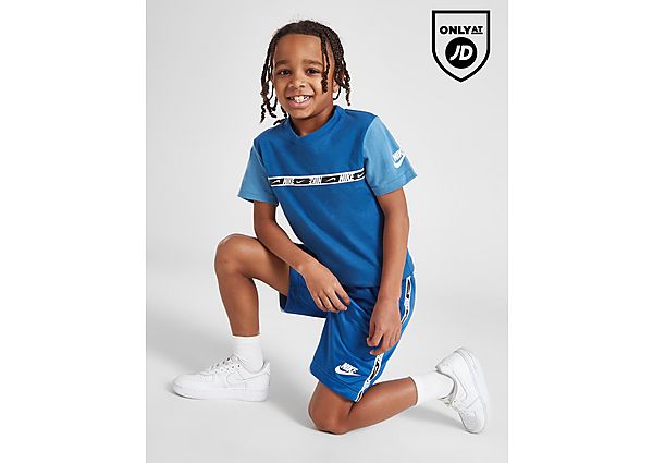 Nike Swoosh Tape T-shirt Shorts Set Kinderen Blue Kind Blue