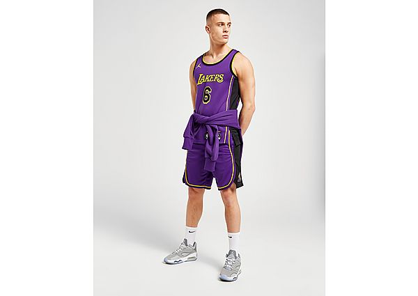 Nike Swingman Jordan Dri-FIT NBA-basketbalshorts voor heren Los Angeles Lakers Statement Edition Field Purple Amarillo- Heren Field Purple Amarillo