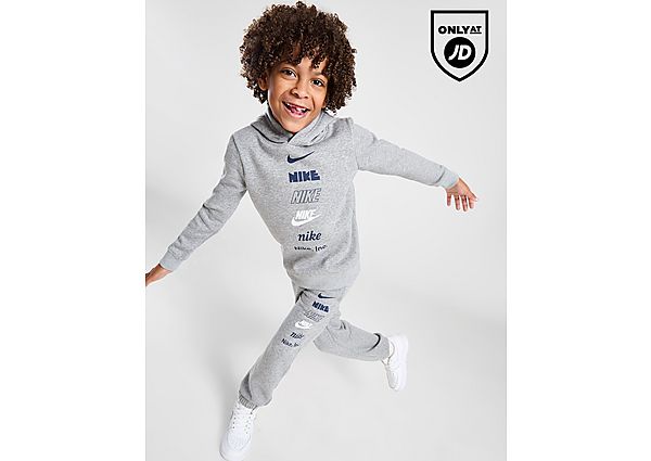 Nike Multi Logo Tracksuit Children Grey