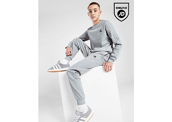 Adidas Badge Of Sport Contrast Crew Tracksuit Junior Grey