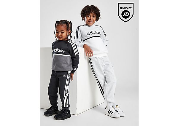 Adidas Linear Colour Block Crew Tracksuit Children Grey