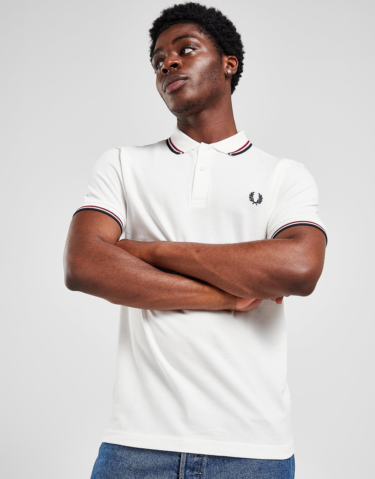 Fred Perry Maglia Polo Twin Tipped, bianco