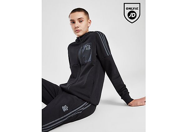 Adidas Originals Mix Fabric Full Zip Hoodie Junior Black