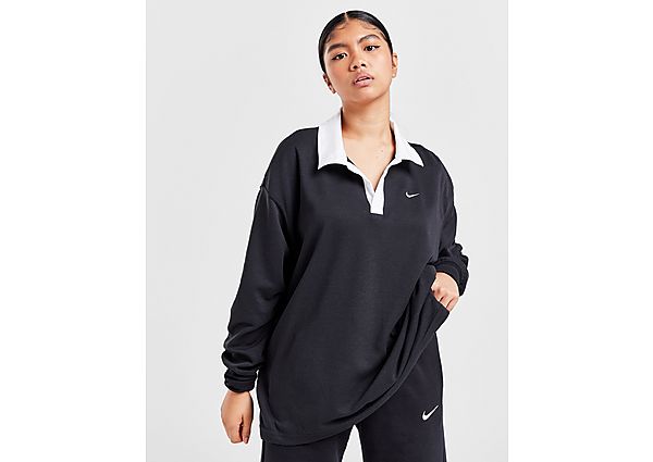 Nike Sportswear Essential oversized polo met lange mouwen voor dames Black White- Dames Black White